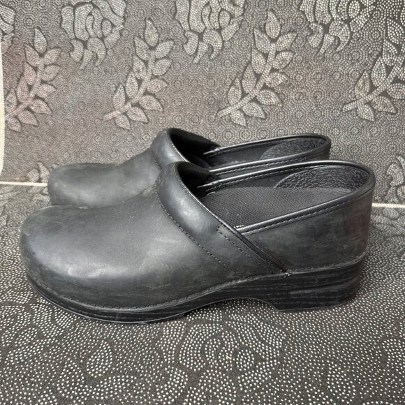 Dansko Mens Black Leather Clogs Size 45 With Spenco Insoles - Picture 1 of 10